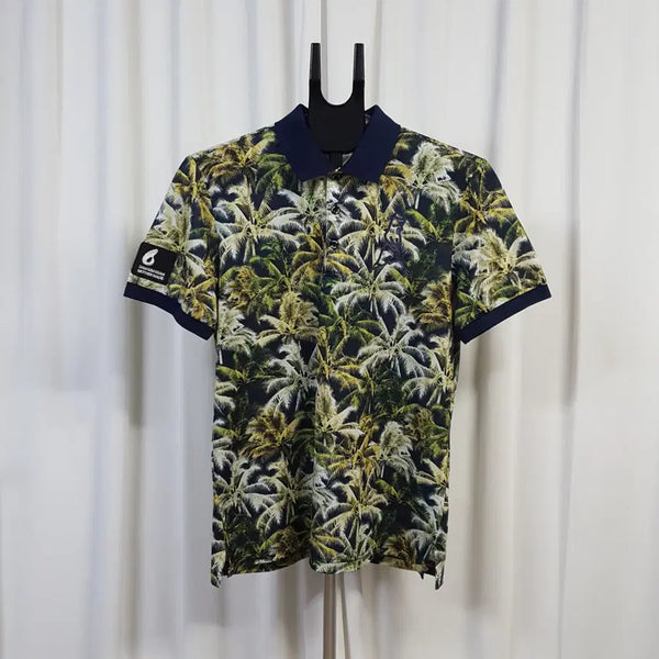 [BUNJANG] PING Men's Short Sleeve Collar T-Shirt Palm Pattern Size 100 / PING 핑 남성 골프 기능성 야자수 패턴 카라 반팔 티셔츠 100 오일장 0331