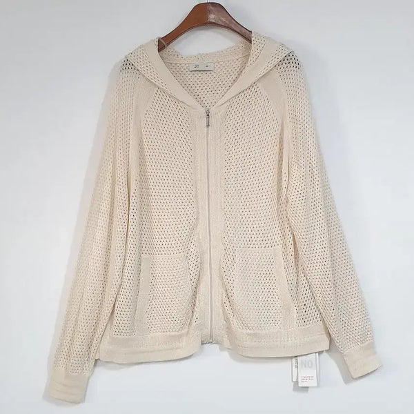 [BUNJANG] J BY Punching Knit Hooded Zip-Up / 새상품) J BY 펀칭니트 후드짚업 66