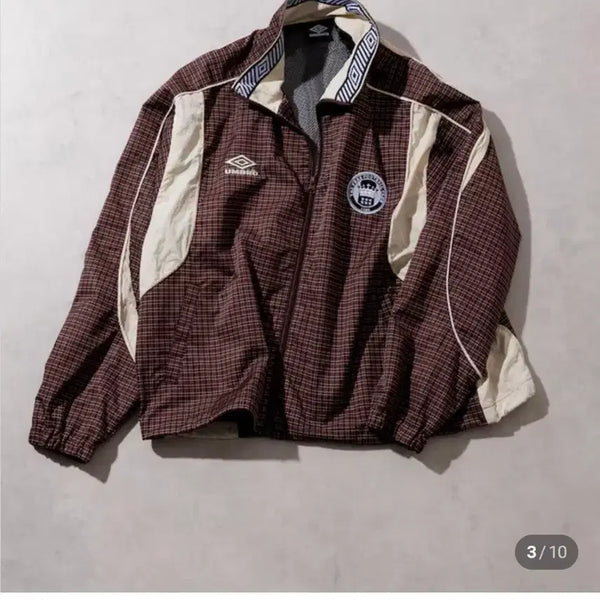 [BUNJANG] Umbro x Freak Store Collaboration Windbreaker Track Jacket - Dark Brown (Check) / 엄브로 UMBRO X 프릭스토어 별주 바람막이 트랙 재킷  다크브라운(체크)