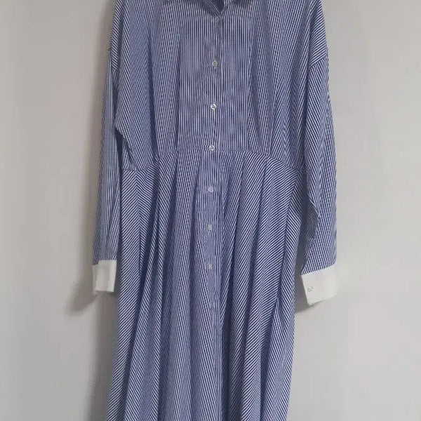 [BUNJANG] Blue Stripe Shirt Dress One Size / 블루 스트라이프 셔츠 원피스 프리