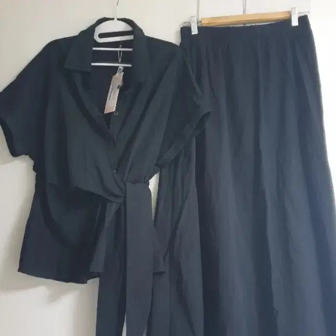 [BUNJANG] Plus Size Wrap Shirt and Long Skirt Set / 새상품) 빅사이즈 랩셔츠,롱치마 세트