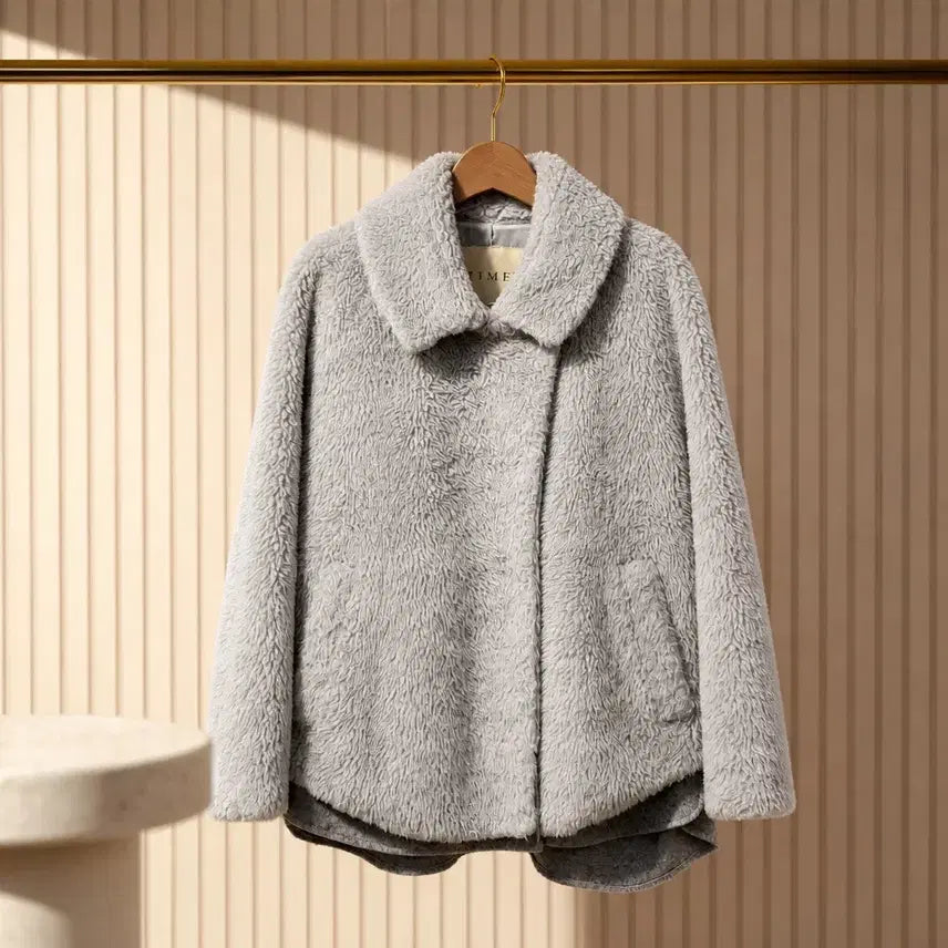 [BUNJANG] TIME Alpaca Wool Blend Fur Texture Oversized Half Coat / 한섬 타임 TIME 알파카울 혼방 퍼 텍스처 오버핏 하프 코트 82-94-160사이즈