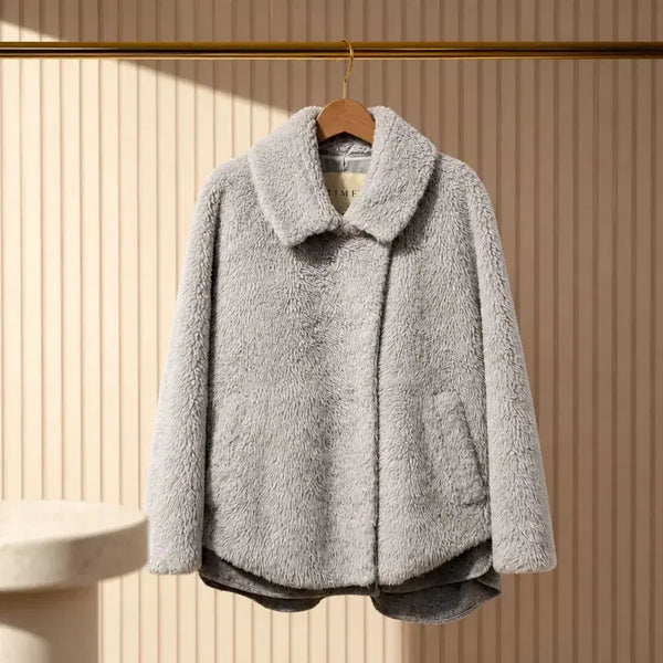 [BUNJANG] TIME Alpaca Wool Blend Fur Texture Oversized Half Coat / 한섬 타임 TIME 알파카울 혼방 퍼 텍스처 오버핏 하프 코트 82-94-160사이즈