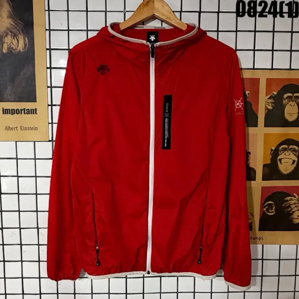 [BUNJANG] Descente Hooded Zip-Up Jacket Red Size 90 / 데상트 후드 집업 자켓 빨강 90 0824