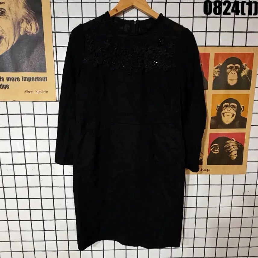 [BUNJANG] RENVEVON Black Lace Midi Dress / 레니본 블랙 레이스 원피스 0824