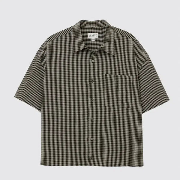 [BUNJANG] Leh Hahv Segment Check Crop Shirt (Black) / [M] 르아브 세그먼트 체크 크롭 셔츠 (블랙)