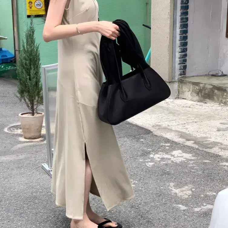 [BUNJANG] Miumade Slash OPS One-Piece Dress Beige / [miumade] 슬래시 OPS 원피스 베이지
