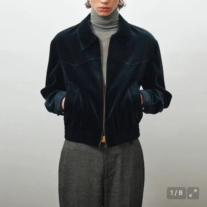 [BUNJANG] Noir Velvet Western Crop Blouson 48 / 노이어 벨벳 웨스턴 크롭 블루종 48