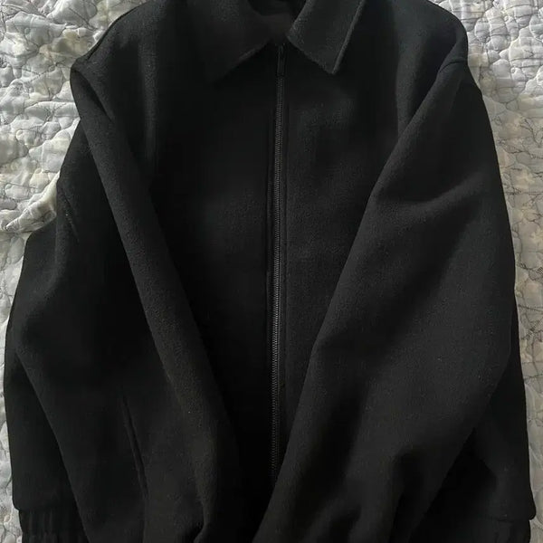 [BUNJANG] MUDIDI Wool Blend Minimal Blouson Black XL / 무탠다드 울블렌드 미니멀 블루종 블랙 xl