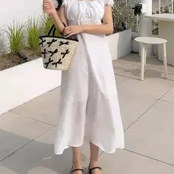 [BUNJANG] White Puff Sleeve Square Neck Dress / 새상품]화이트 퍼프 소매 스퀘어넥 원피스 44-55