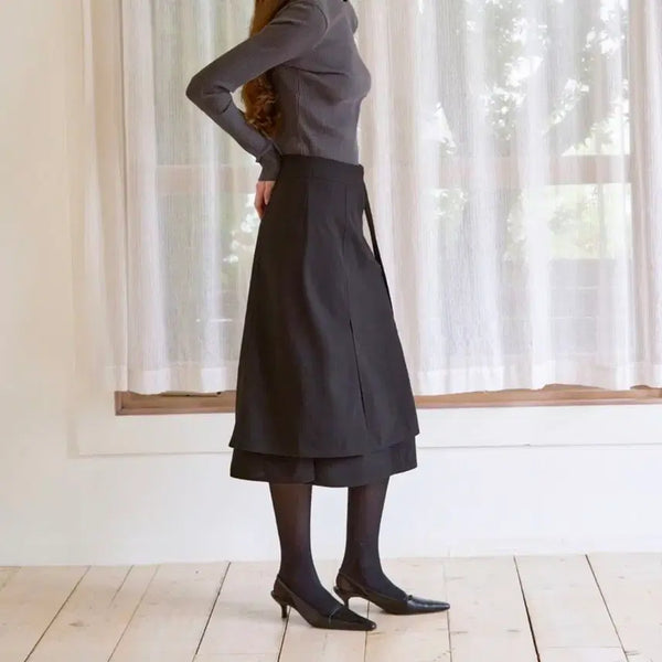 [BUNJANG] J'ASP Layered Skirt Black / J'ASP 쟈습 레이어드 스커트 블랙