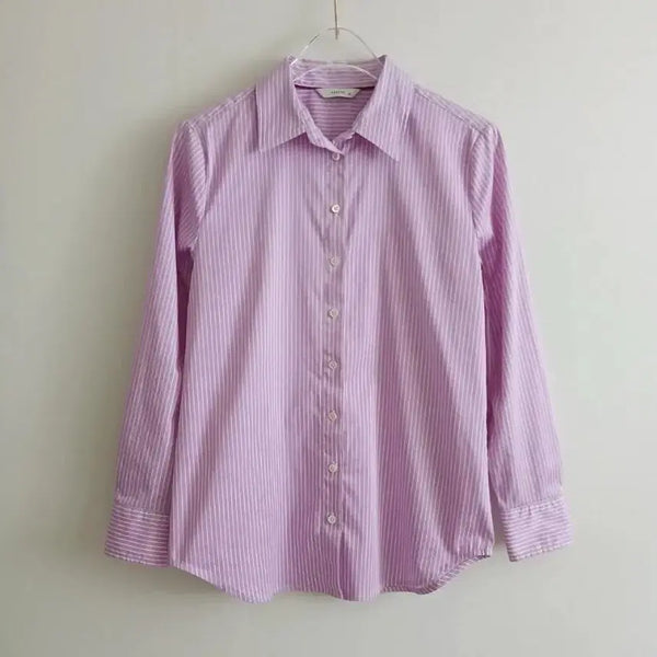 [BUNJANG] Hazzys Purple Stripe Shirt / 헤지스 퍼플 스트라이프 셔츠