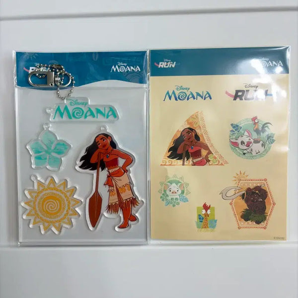 [BUNJANG] Disney Moana Sticker & Keyring Set / 디즈니런 모아나 스티커 & 키링 세트