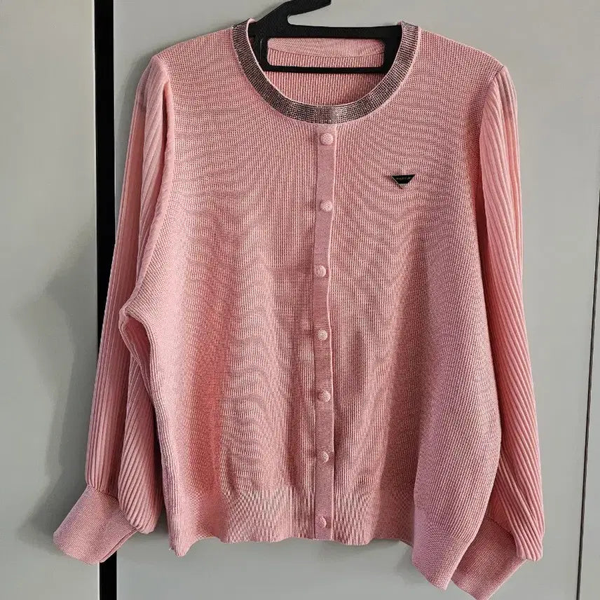 [BUNJANG] Pink Cubic Round Cardigan / 이쁜 핑크 큐빅 라운드 가디건
