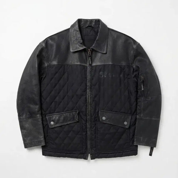 [BUNJANG] KOOGI Sweat Leather Quilting Jacket Black L / KOOGI 스웻 레더 퀼팅 자켓 블랙 L