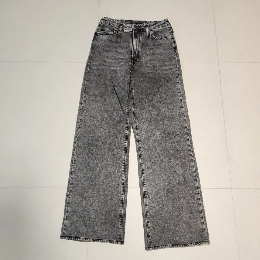 [BUNJANG] Maje Wide Long Denim Pants Black Washed Size 38 / 마쥬 와이드 롱 데님 팬츠 블랙 워싱 38