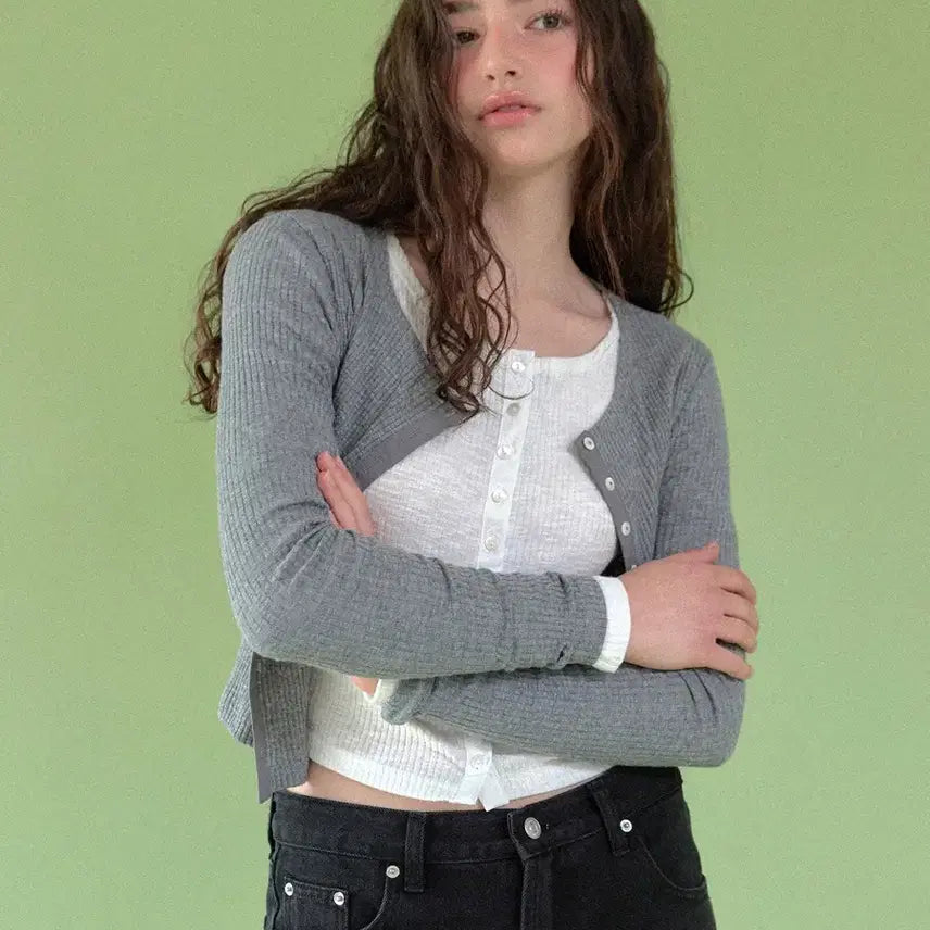 [BUNJANG] Headment Summer Rib Cardigan (Grey) / 헤더먼트 summer rib cardigan (grey)