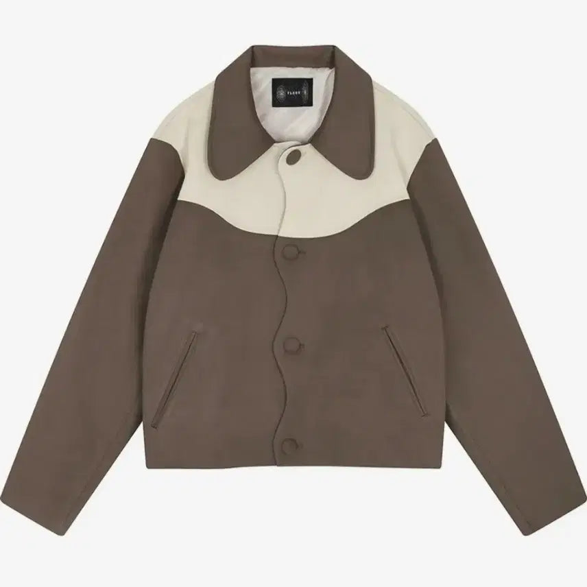 [BUNJANG] FLEUREUP Color-Block Suede Jacket Brown / 플래브 배색 숏 자켓 브라운
