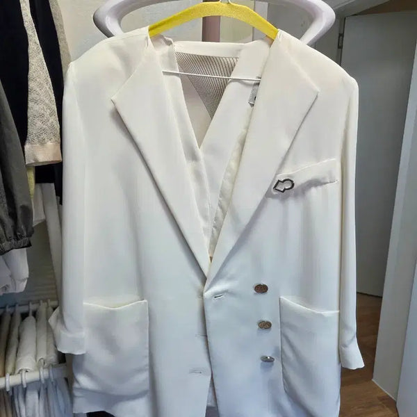 [BUNJANG] Lucky Chouette Double Button Jacket Ivory Size 36 / 럭키슈에뜨 36아이보리 더블 버튼 재킷