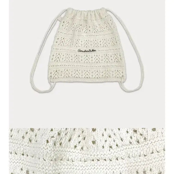 [BUNJANG] Somewhere Better Knit String Bag - Ivory / 썸웨어버터 니트 스트링 백