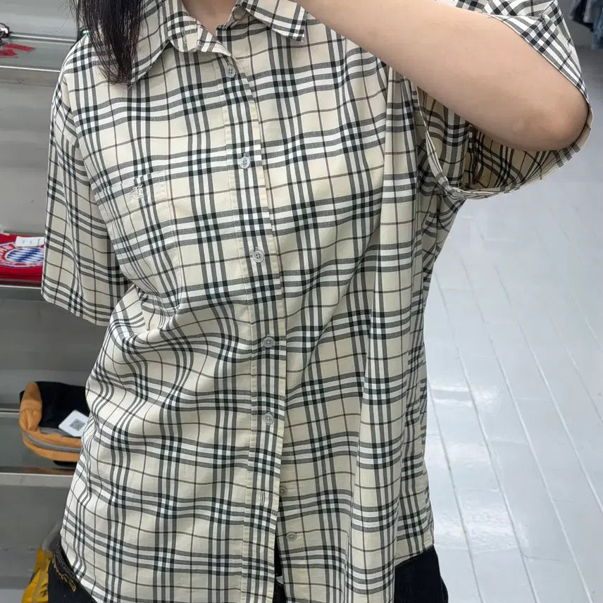 [BUNJANG] Burberry Beige Nova Check Short Sleeve Shirt XL / (XL) 버버리 베이지 노바 체크 반팔 셔츠