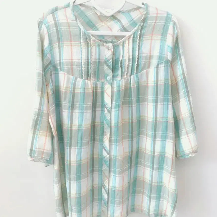 [BUNJANG] Mint & Sky Blue Pintuck Blouse / 여름향기 민트&스카이블루 핀턱 블라우스 일브