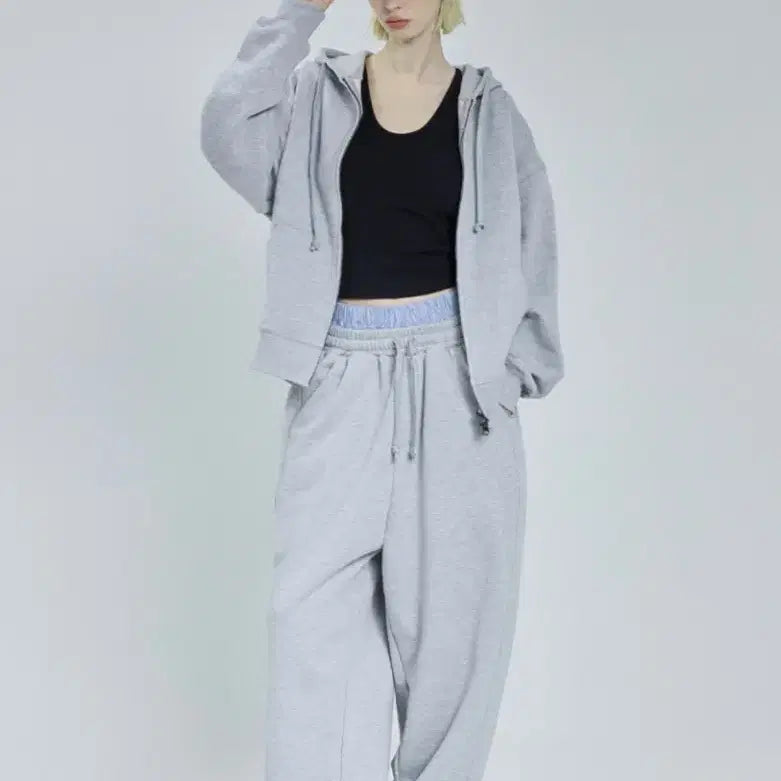 [BUNJANG] Standard Error Obi Layered Wide Loose Fit Sagging Sweatpants - Mélange Grey / [새상품] 스탠다드에러 오비 레이어드 와이드 루즈핏 새깅 스웻팬츠 멜란지그레이