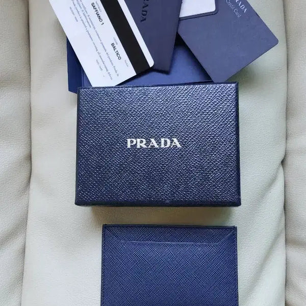 [BUNJANG] Prada Saffiano Card Wallet Navy / 정품 프라다 사피아노 카드 지갑 네이비