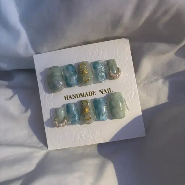 [BUNJANG] Green Foggy Forest Nail Tips / 그린네일팁