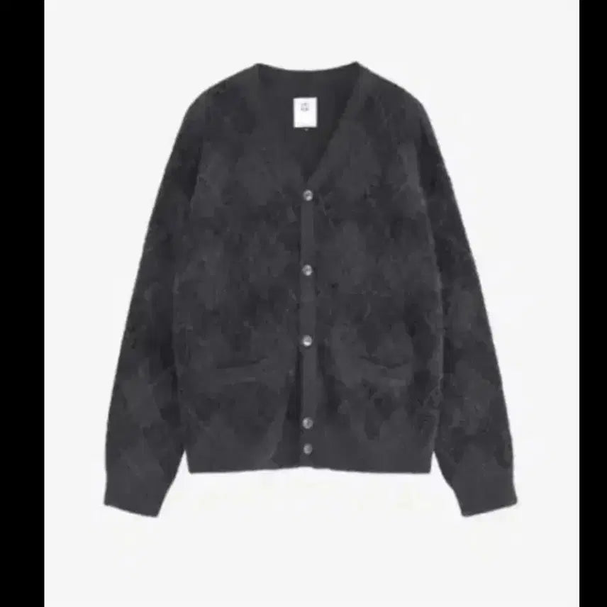 [BUNJANG] Polyteru Argyle Mohair Cardigan Charcoal / 4) 폴리테루 아가일 모헤어 가디건 차콜