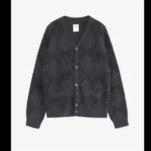 [BUNJANG] Polyteru Argyle Mohair Cardigan Charcoal / 4) 폴리테루 아가일 모헤어 가디건 차콜