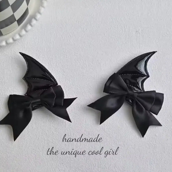 [BUNJANG] Devil Wing Ribbon Hairpin Set / [새상품] 악마 날개 리본 헤어핀