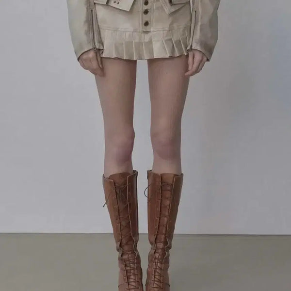 [BUNJANG] Sculptor Western Leather Skirt XS / 스컬프터 웨스턴 레더 스커트 xs