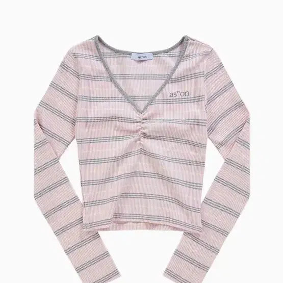 [BUNJANG] Ason Bumble Stripe Shirring Tee Pink / 애즈온 ASON BUMBLE STRIPE SHIRRING TEE Pink