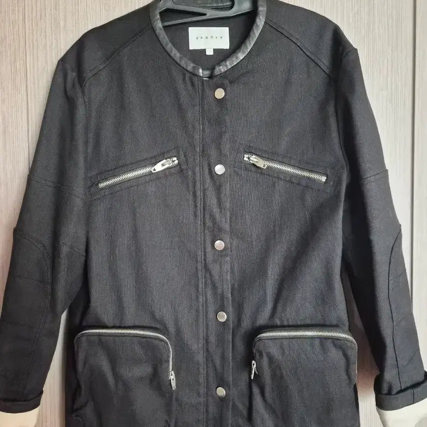 [BUNJANG] Sandro Black Leather Collar Jacket / 산드로 자켓 블랙