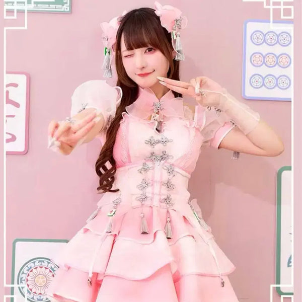 [BUNJANG] Malymoon China Dress Pink / malymoon 말리문 차이나 원피스 핑크 큐루시테 콜라보