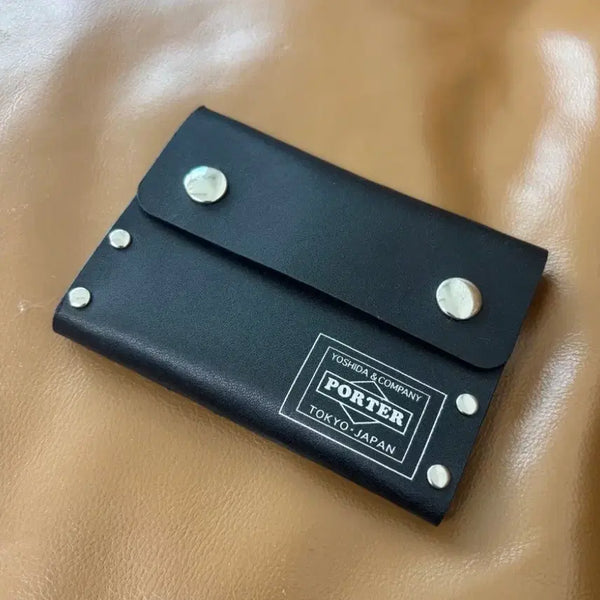 [BUNJANG] PORTER Stud Leather Card Case Wallet Black / PORTER 포터 스터드 레더 카드 케이스 월렛 지갑 블랙