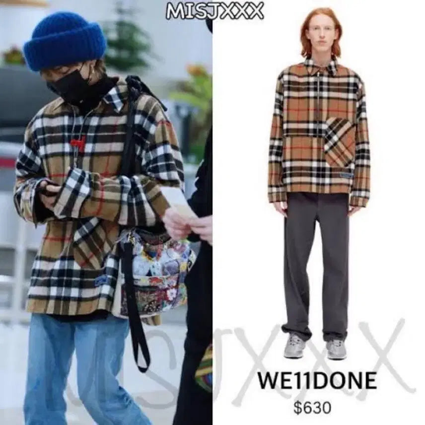 [BUNJANG] We11done Half Zip-Up Check Anorak Beige L / We11done 웰던 하프 집업 체크 아노락 베이지 / L