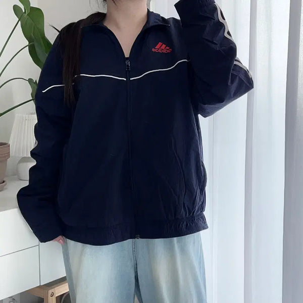[BUNJANG] Adidas Deep Navy Orange Logo Windbreaker Jacket / 아디다스 딥네이비 오렌지로고 바막 [ M ]
