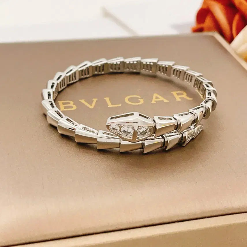 [BUNJANG] Bulgari White Gold Silver Bracelet Medium / 불가리 화이트골드 팔찌 실버 사이즈 미디엄