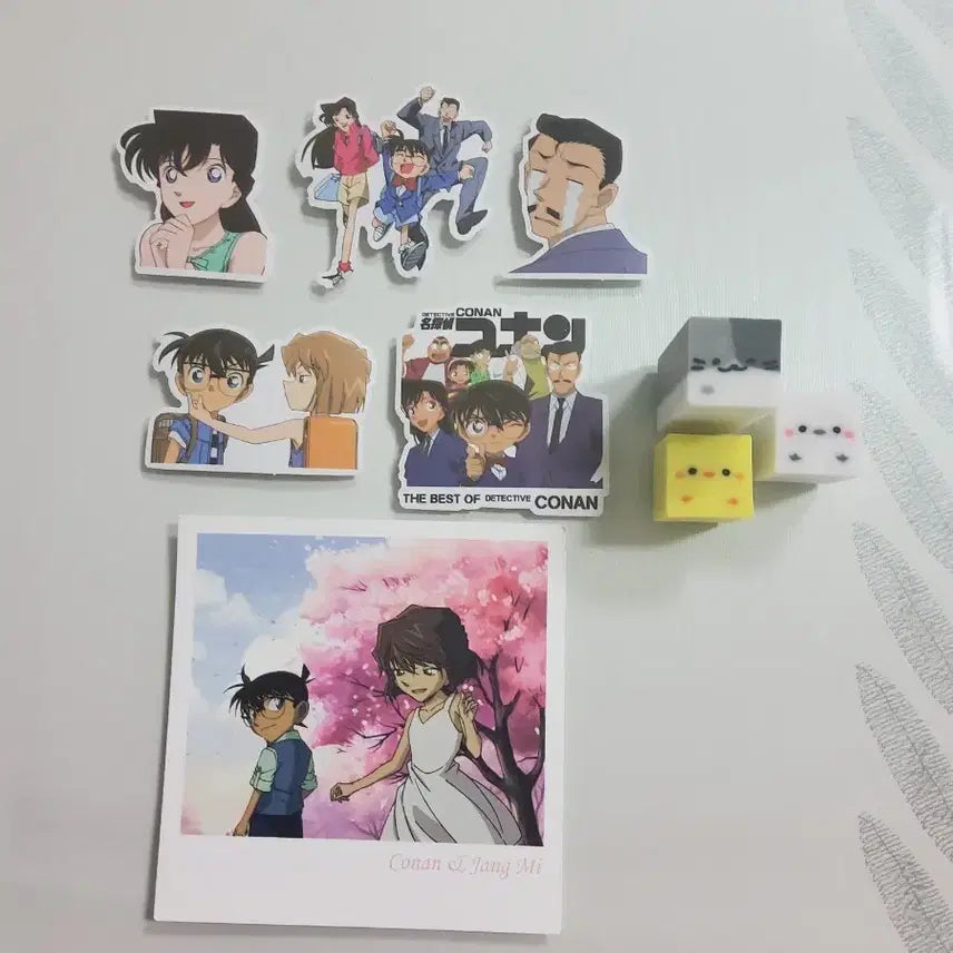 [BUNJANG] Detective Conan Conan & Haibara Postcard + Sticker + Animal Eraser Set / 명탐정코난 코난,하이바라 엽서+명탐정코난 스티커+동물지우개