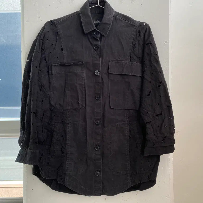[BUNJANG] TIME Postmodern Eyelet Punching Long Sleeve Shirt / (82) 타임 TIME 포스트모던 아일렛 펀칭 긴팔 셔츠