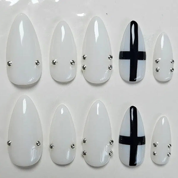 [BUNJANG] Custom Handcrafted Nail Tips with Cross Design / 선착1명할인[십자가 피어싱_수제네일팁] #상점소개글 필독 :)