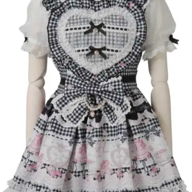 [BUNJANG] Lizlisa Gingham Tearoom Dress Black Setup / 리즈리사 깅엄 티룸 원피스 블랙 지뢰계 셋업