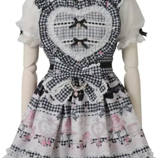 [BUNJANG] Lizlisa Gingham Tearoom Dress Black Setup / 리즈리사 깅엄 티룸 원피스 블랙 지뢰계 셋업