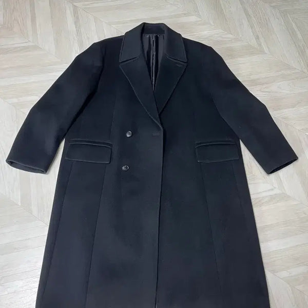 [BUNJANG] Ilcorsso 100% Wool Daddy Fit Double-Breasted Maxi Coat Black / 일꼬르소 울100 대디핏 반더블 맥시코트 (110, 블랙)