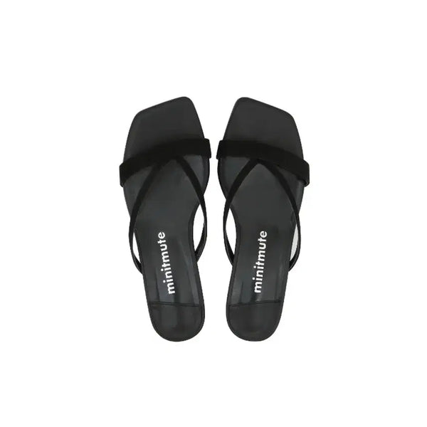 [BUNJANG] Minuit Mint Strap Flip Flop Suede Black / 미닛뮤트 STRAP FLIP FLOP SUEDE BLACK