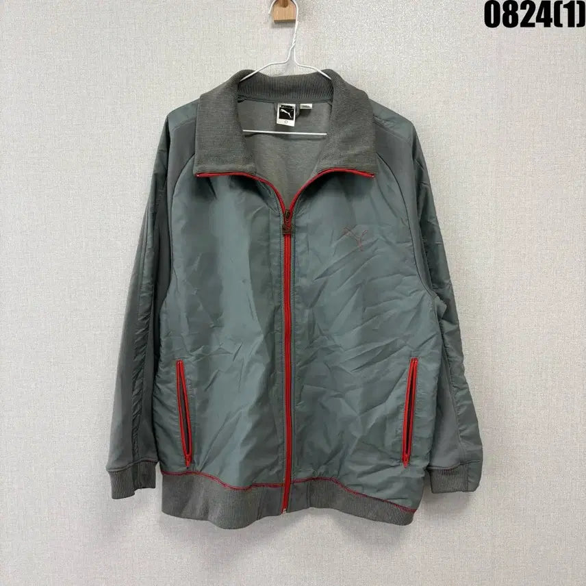 [BUNJANG] Puma Track Jacket Grey Red L / 푸마 트랙 자켓 그레이 레드 포인트 L
