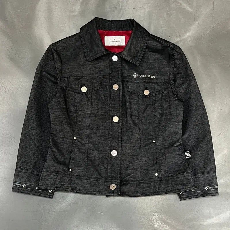 [BUNJANG] Courrèges Logo Cubic Trucker Jacket / 꾸레쥬 로고 큐빅 트러커 자켓 y19002