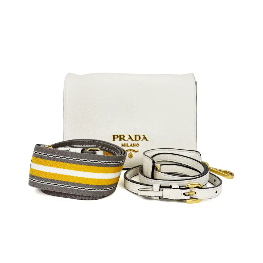 [BUNJANG] Prada White Vitello Daino Shoulder Bag / Crossbody Bag / 프라다 화이트 비텔로 다이노 숄더백 겸 크로스백